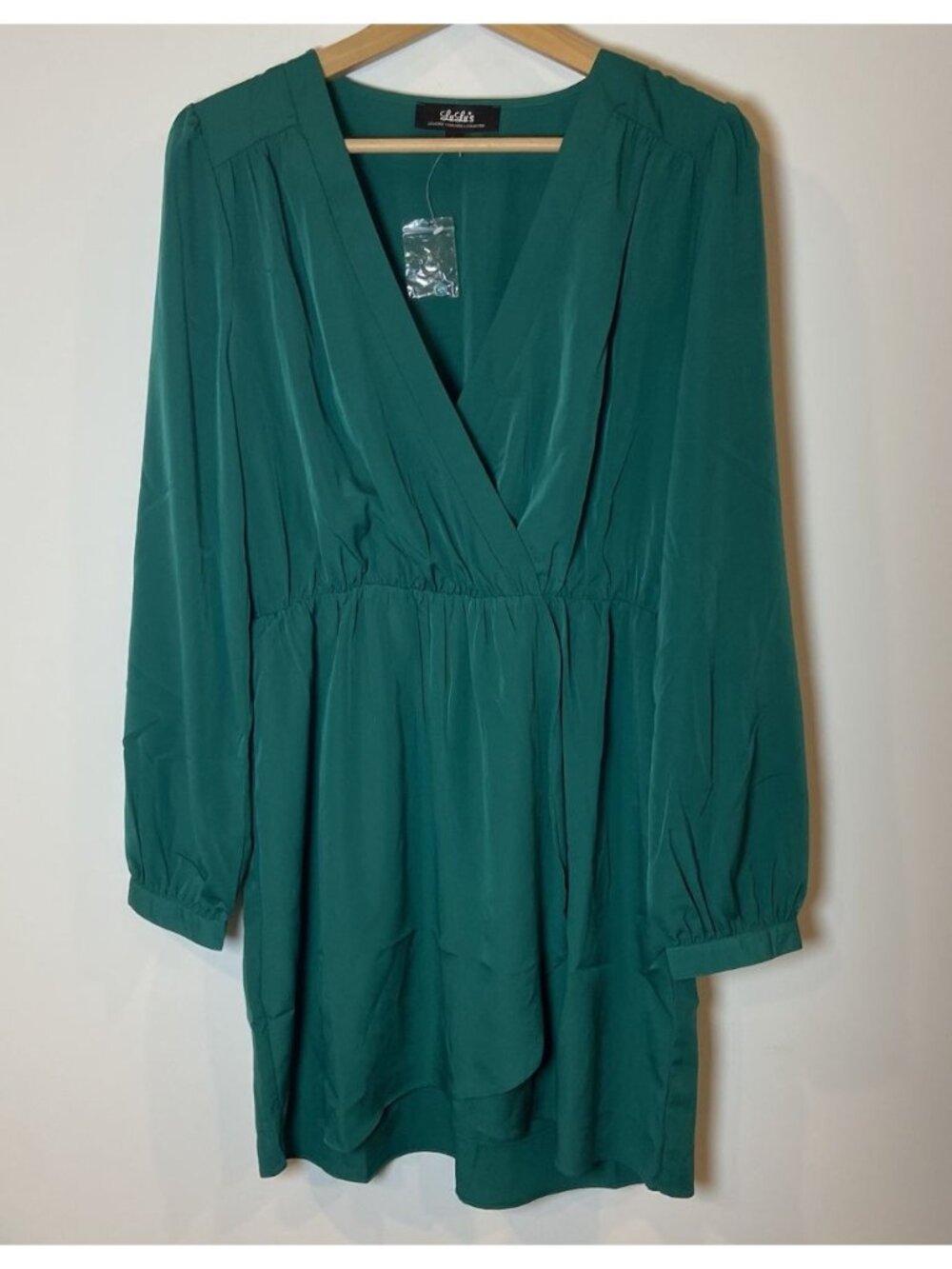 NWOT Lulu's Dress Fit Flare Elastic Waist Cross Bodice Green Large L New